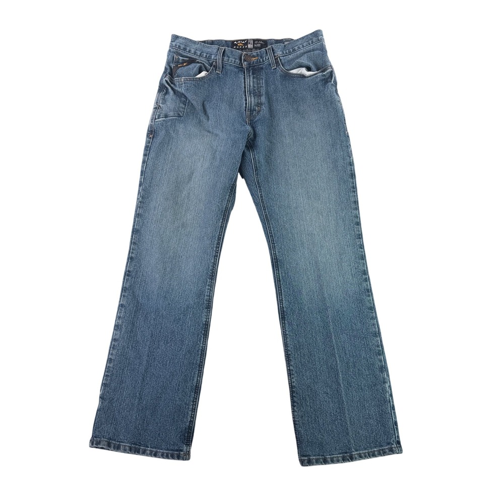 Ariat Rebar M4 Jeans Mens 33x32 Blue Relaxed Boot Cut Workwear Denim 10016221